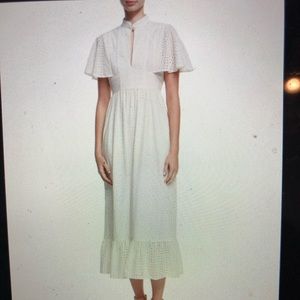 AlexaChung size UK 8/ US 4 white eyelet cape dress